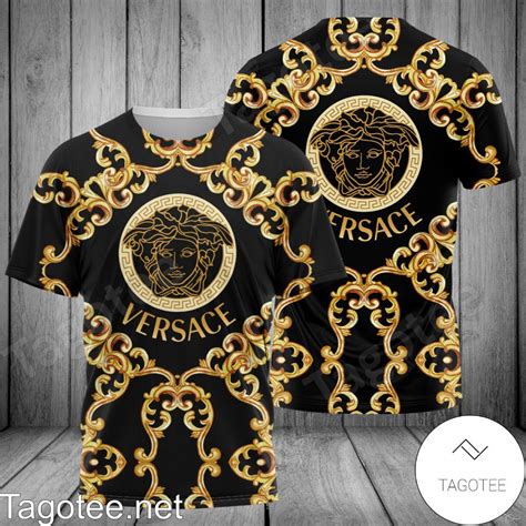 gold versace shirt|Versace shirt black and gold.